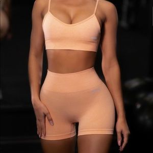 OhPolly/ Bo+Tee Peach/orange gym shorts